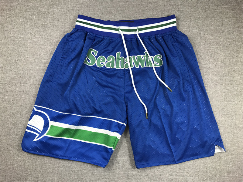 Seattle Seahawks NFL Men Blue Pockets stitched Shorts Size US