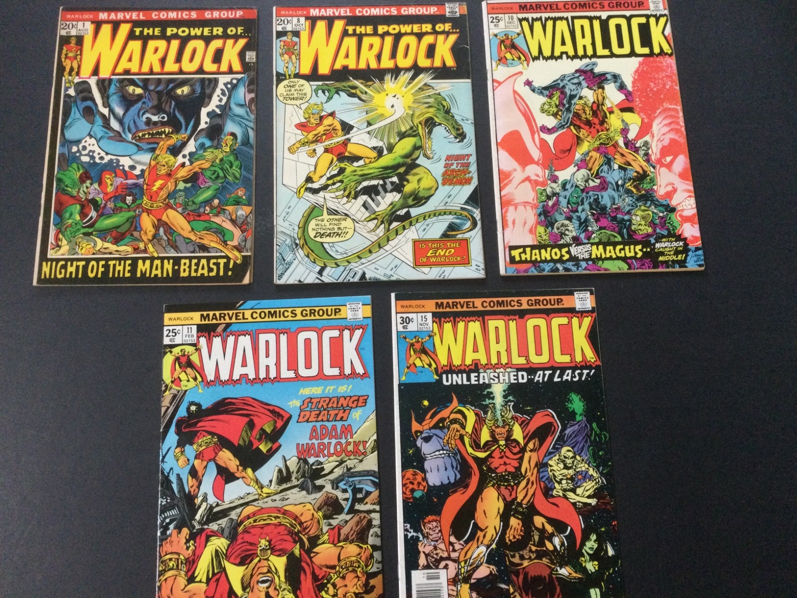 Warlock 1,8,10,11,15 Marvel Comic F/F+ Lot 1975 Starlin