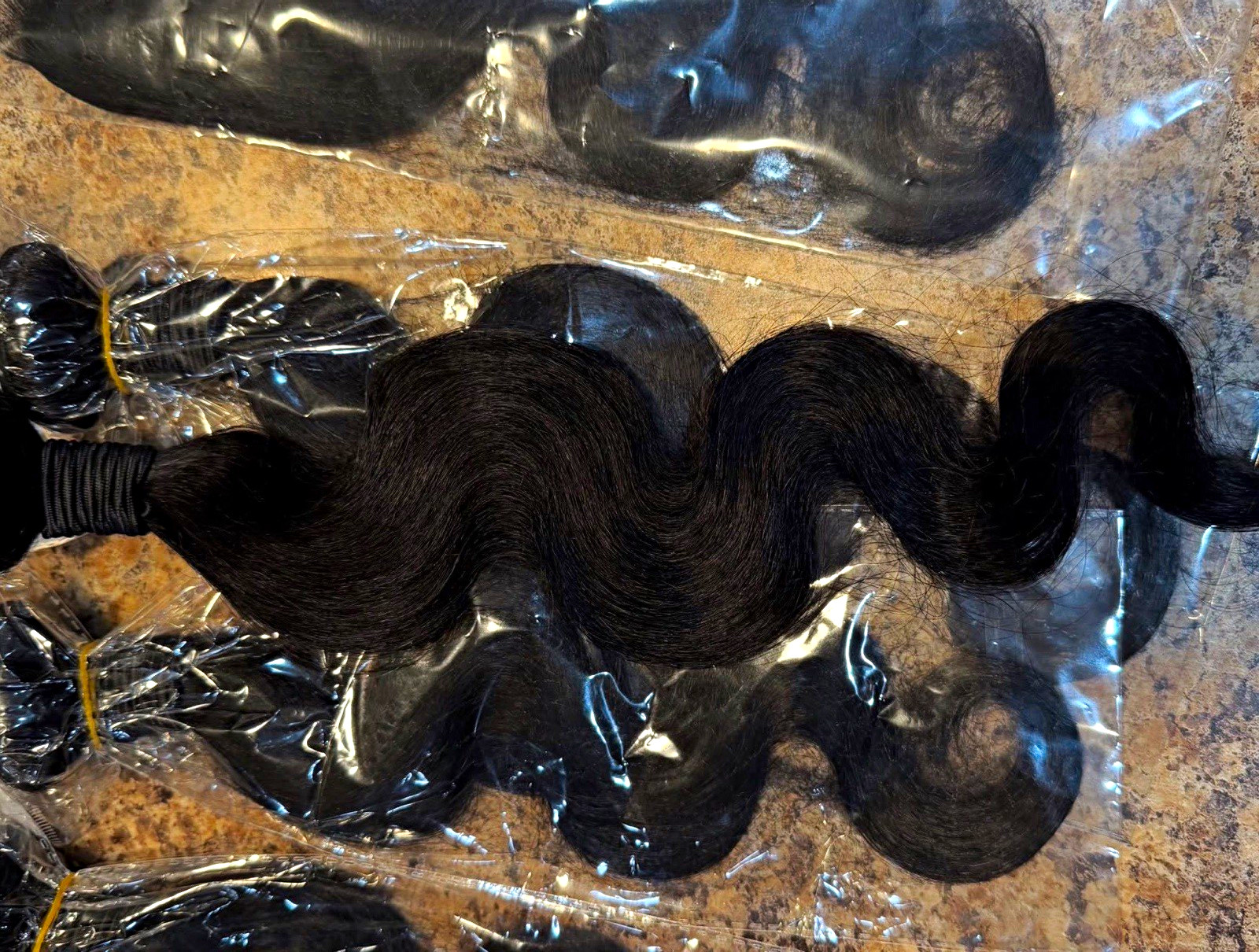 Human Hair Body Wave Bundles w/ 5x5 Lace Closure, Black Weft 18-22