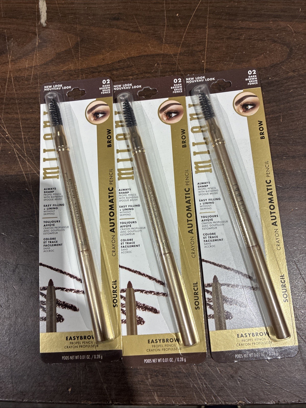 Milani Easybrow Automatic Pencil #02 Dark Brown 0.01Oz (PACK OF 3)