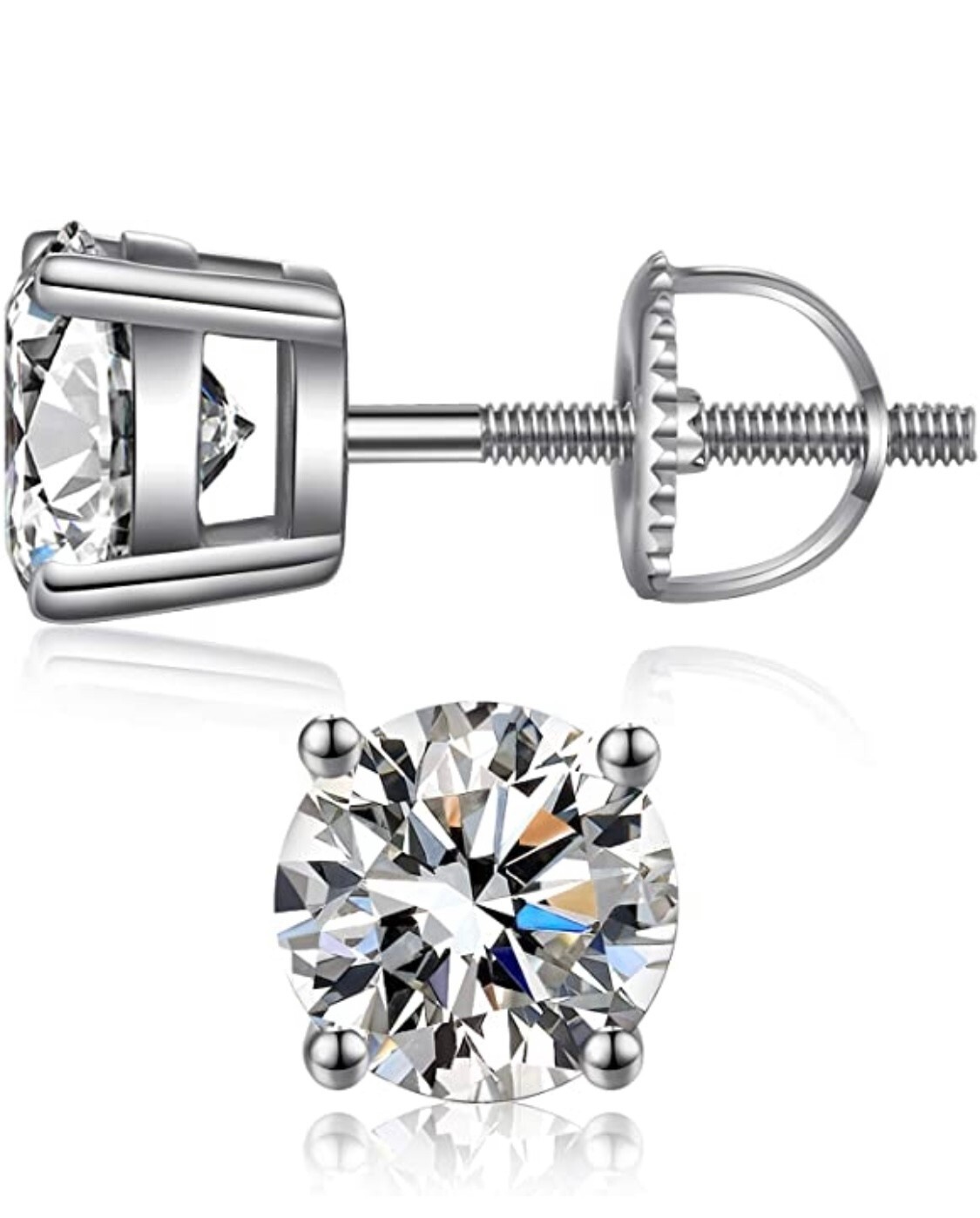 Solid 925 Sterling Silver Screw Back Studs Earrings 6MM Cubic Zirconia Solid 925 Sterling Silver Screw Back Studs Earrings 6MM Cubic Zirconia