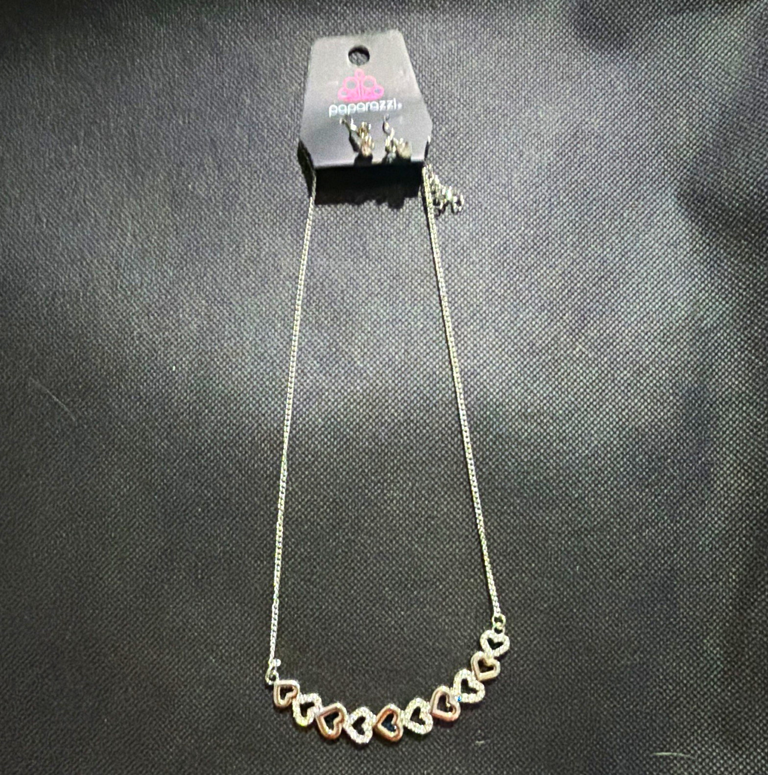 Paparazzi White Heart Rhinestone Necklace & Earrings Set Paparazzi White Heart Rhinestone Necklace & Earrings Set