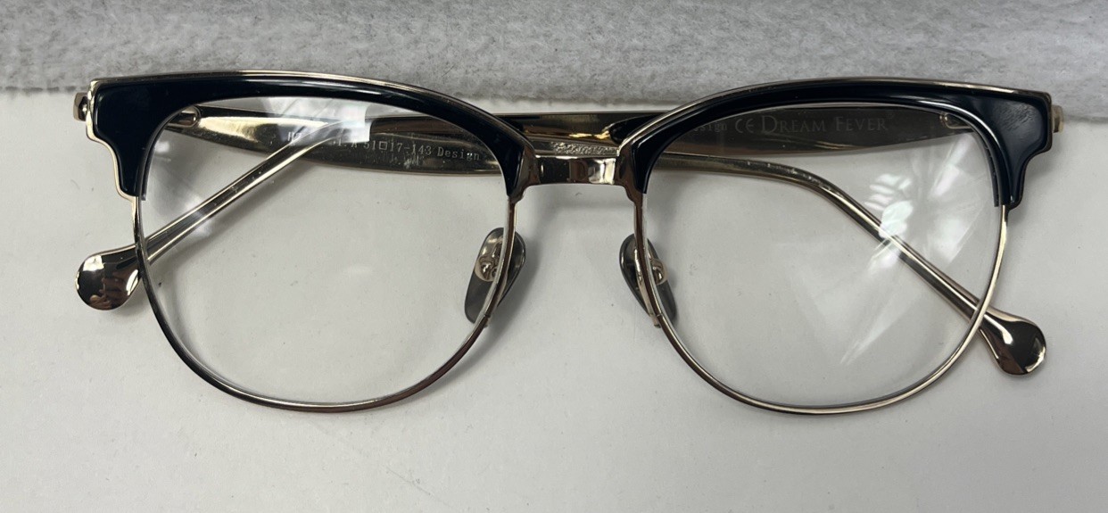 DREAM FEVER H771 Col. A Gold/Black Metal Round Eyeglass FRAMES ONLY 51 17 143