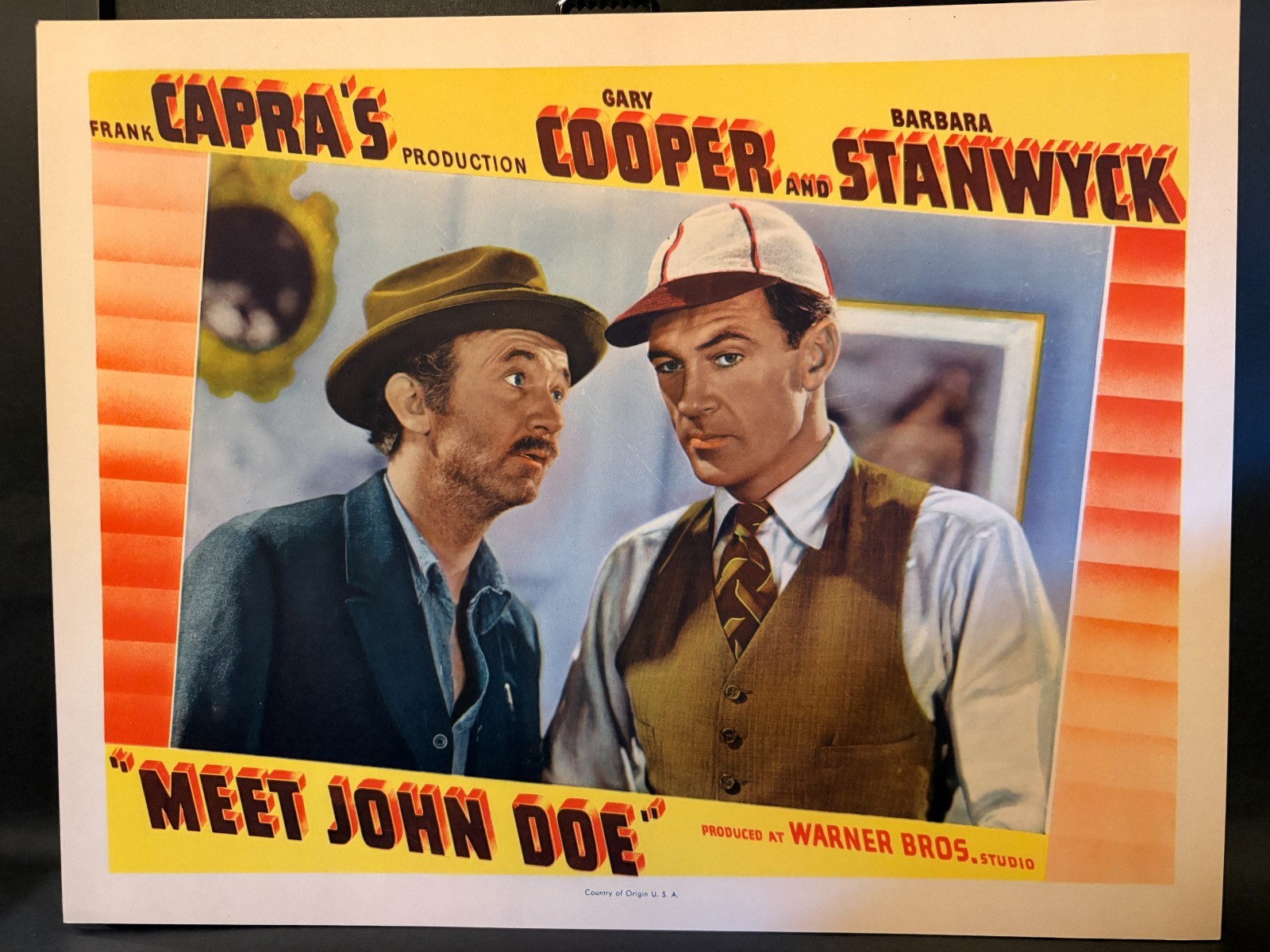 MEET JOHN DOE Lobby Card Gary Cooper Walter Brennan Frank Capra VF/NM Portrait