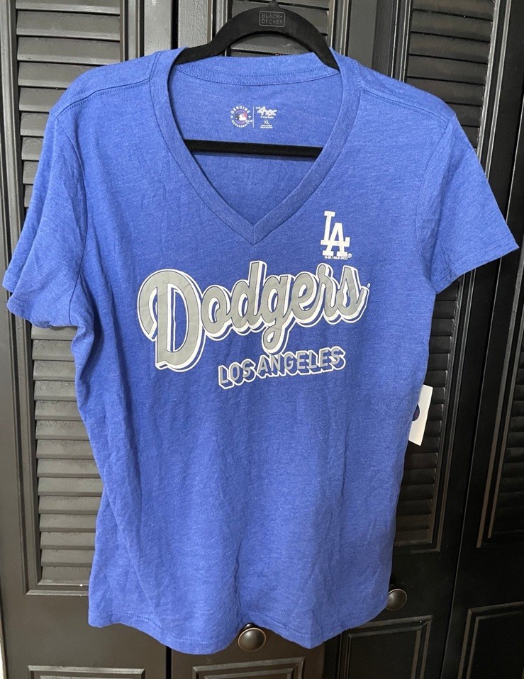 MLB Los Angeles Dodgers Blue Women’s XL V-Neck T-Shirt BRAND NEW OFFICIAL MLB
