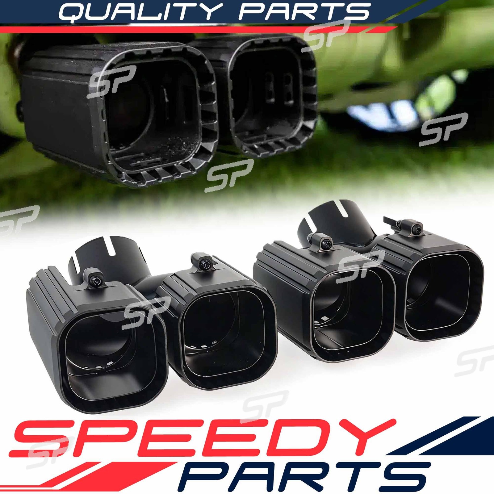 Pair Black Exhaust Tips for 2020+ Land Rover Defender L663 90/110/130 3.0L