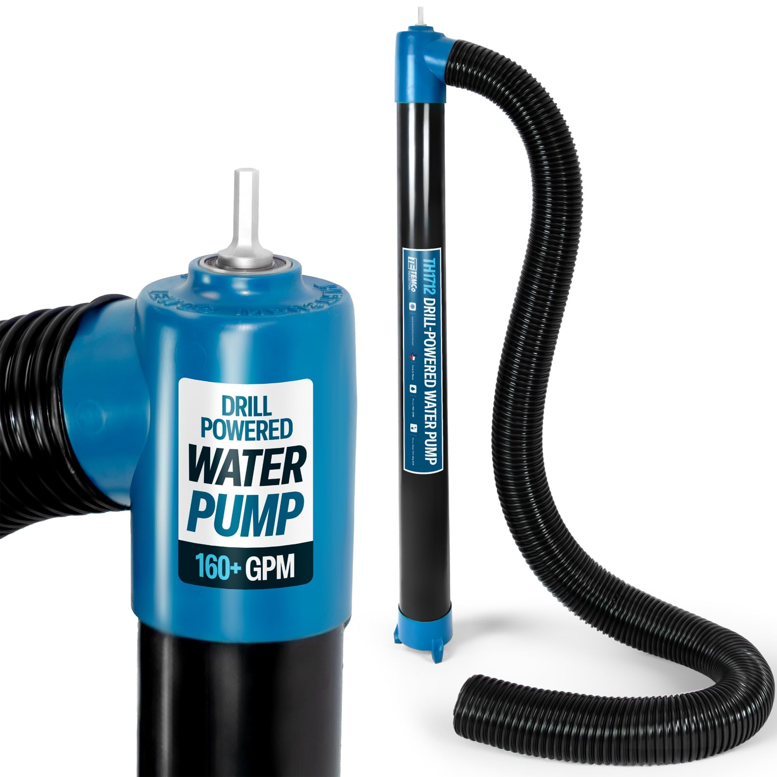 Drill-Powered Stick Water Transfer Pump 160 GPM, Anti-Clog, 6 FT Hose Include...