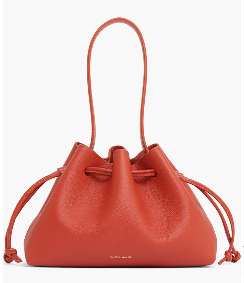 AUTH NWT $545 Mansur Gavriel Drawstring Soft Pebbled Leather Pouchette Bag AUTH NWT $545 Mansur Gavriel Drawstring Soft Pebbled Leather Pouchette Bag