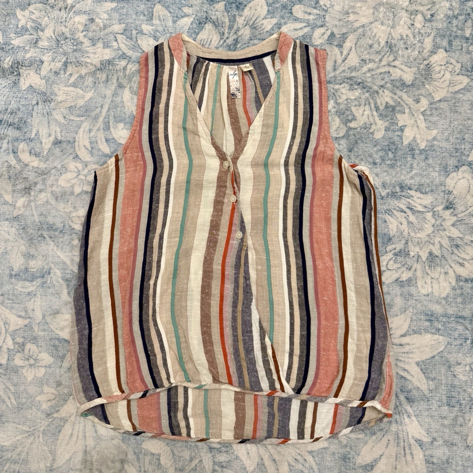 Alya Multicolor Striped Sleeveless Women’s Blouse Size Small
