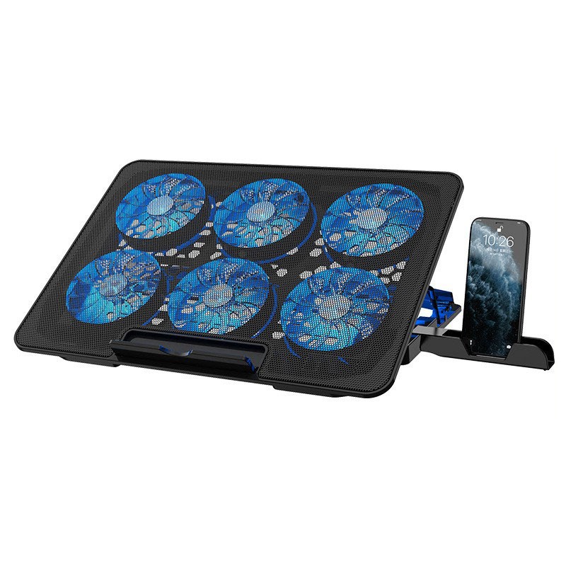 11-17inch Laptop Cooling Pad with 6 Quiet Fans, 6 Height/ Wind Speed Adjustable 11-17inch Laptop Cooling Pad with 6 Quiet Fans, 6 Height/ Wind Speed Adjustable