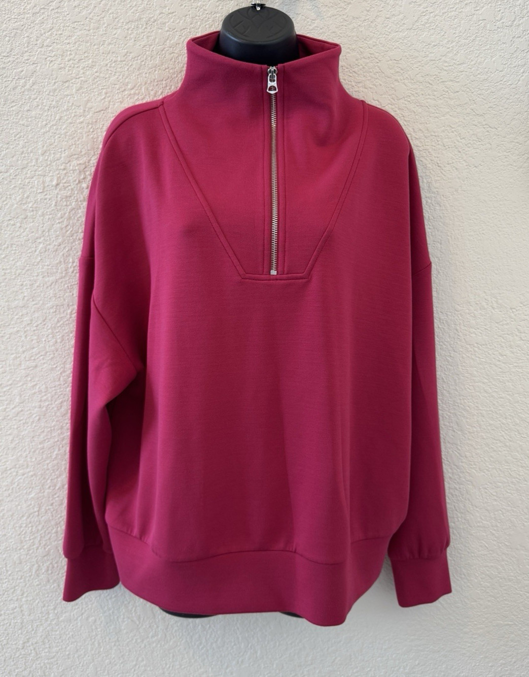 NWT Varley Hawley Half-Zip Sweater Pullover Women\'s Size L Raspberry Double Soft
