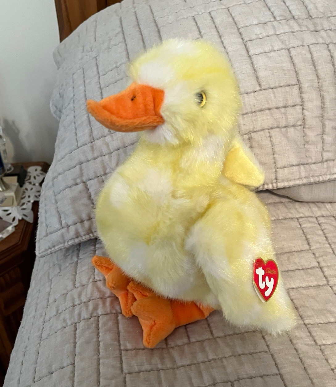 Ty Classic Duck Plush Beanbag Yellow/White/Orange Small 1993 MPN 4105