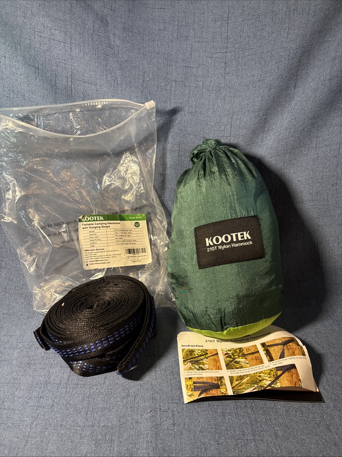 Kootek 210T Nylon Portable Camping Hammock With Hanging Straps Kootek 210T Nylon Portable Camping Hammock With Hanging Straps