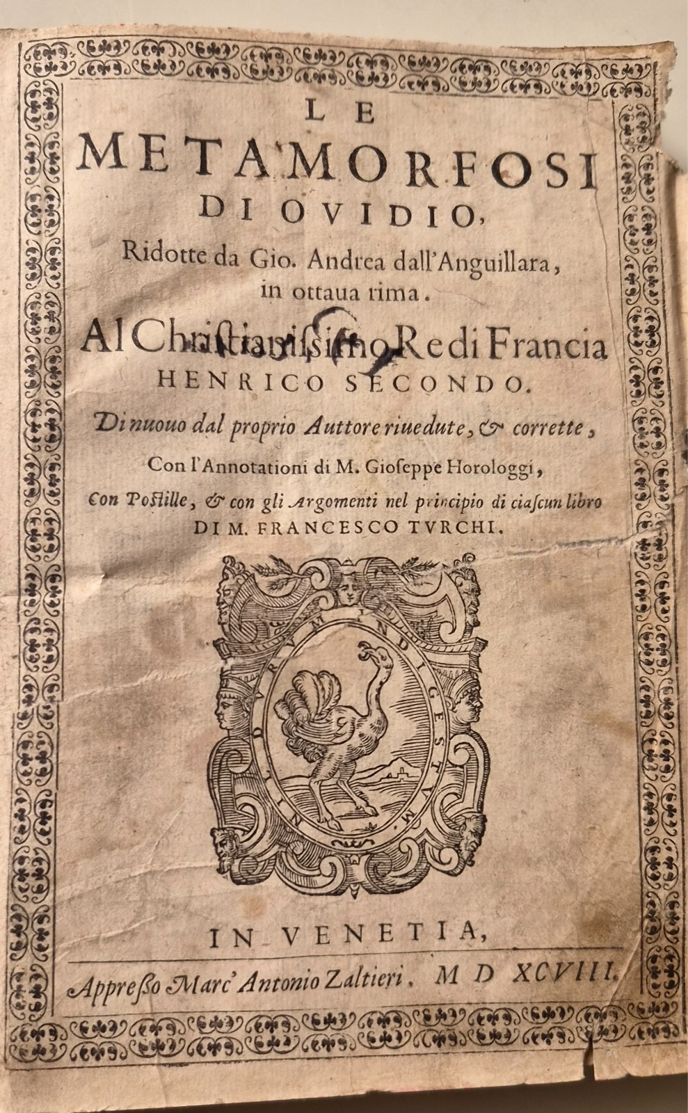 1598 Ovidius \'Metamorphoses\' with woodcuts, Venice 1598