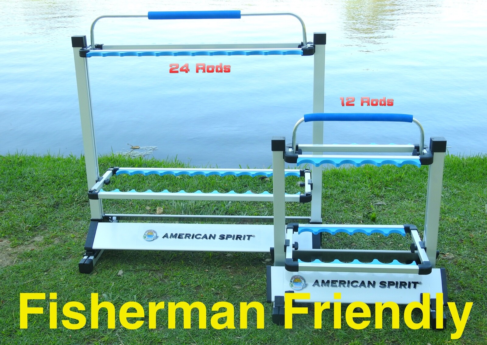 Portable 24 Rod Rack Fishing Pole Holder / Stand With Handle Portable 24 Rod Rack Fishing Pole Holder / Stand With Handle
