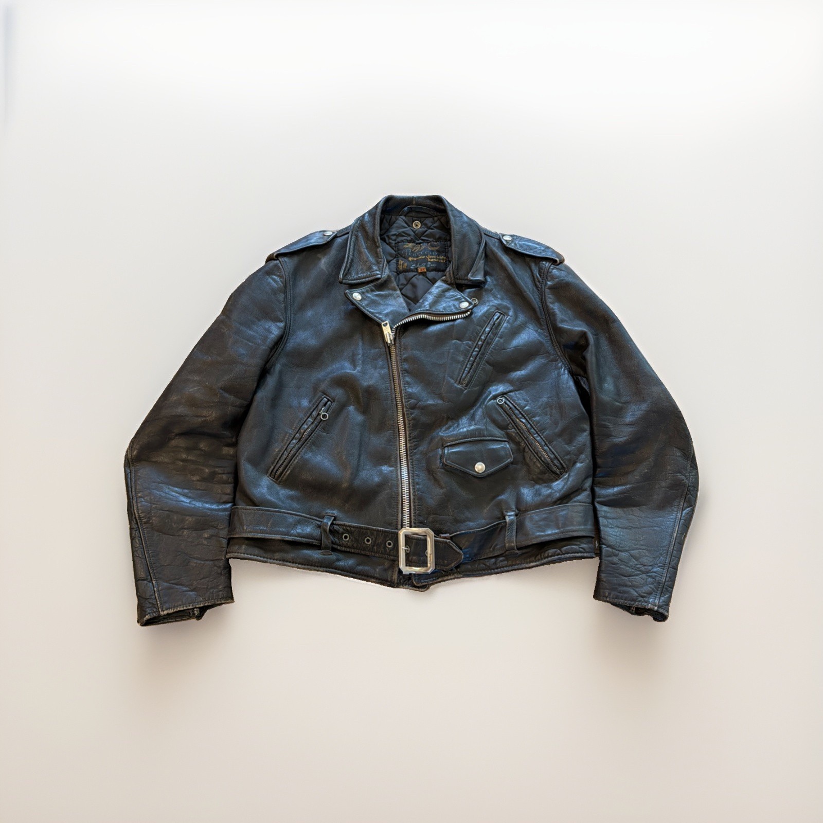 Schott Perfecto Leather Jacket Mens 44 Cactus Label 60s Steerhide Motorcycle Vtg Schott Perfecto Leather Jacket Mens 44 Cactus Label 60s Steerhide Motorcycle Vtg