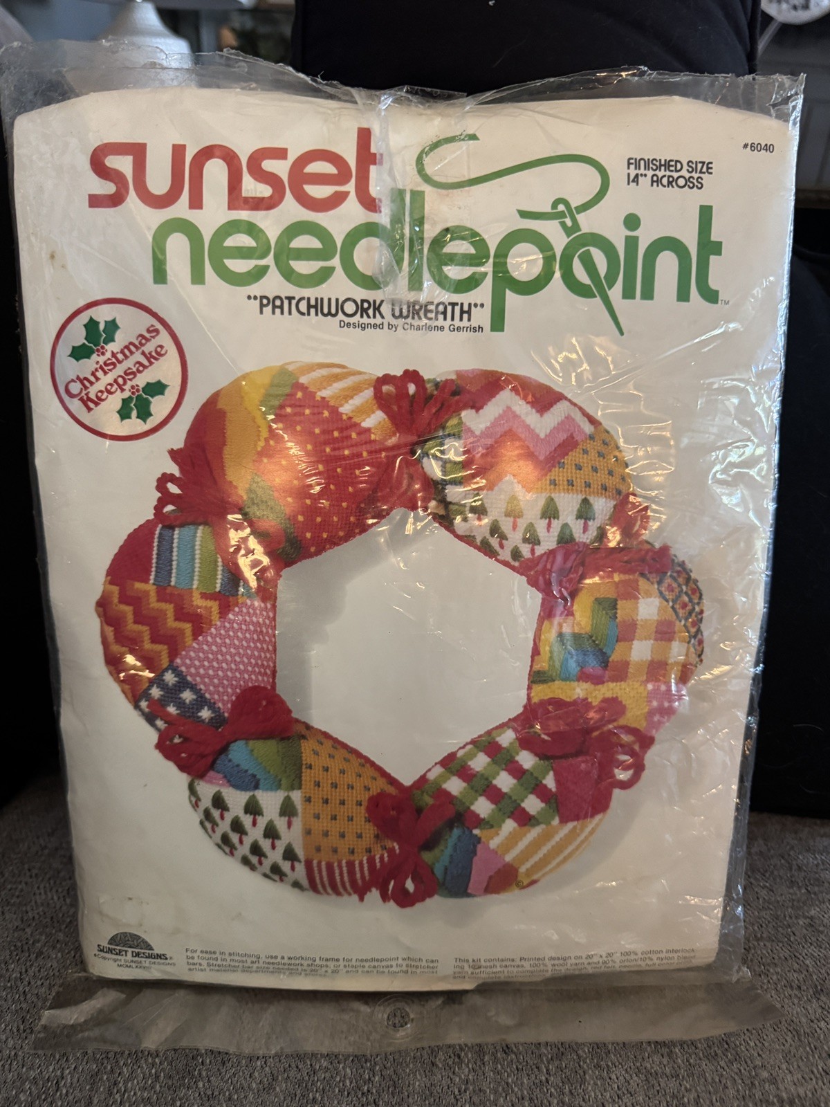 vintage SUNSET DESIGNS Needlepoint PATCHWORK WREATH kit 14 vintage SUNSET DESIGNS Needlepoint PATCHWORK WREATH kit 14