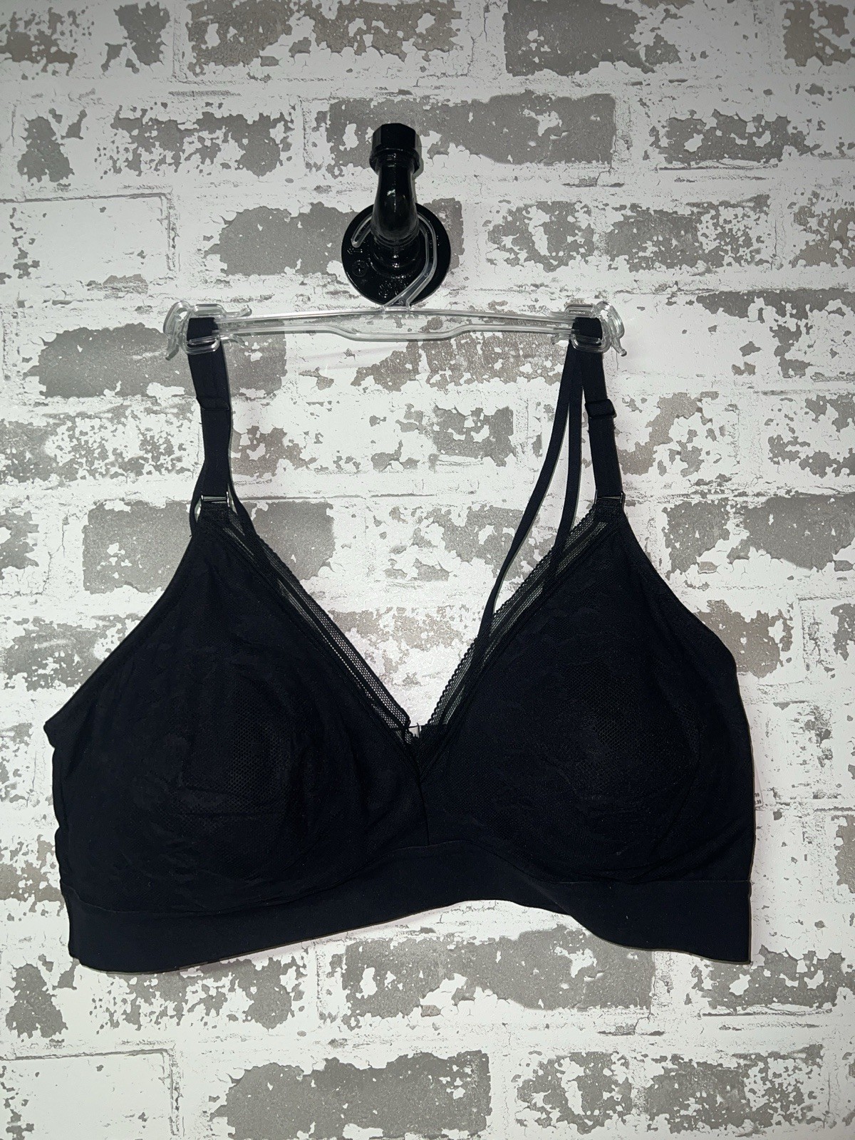 NWT Maurices Soft Thin Strap Mesh Detail Bralette Top - Black Size XL