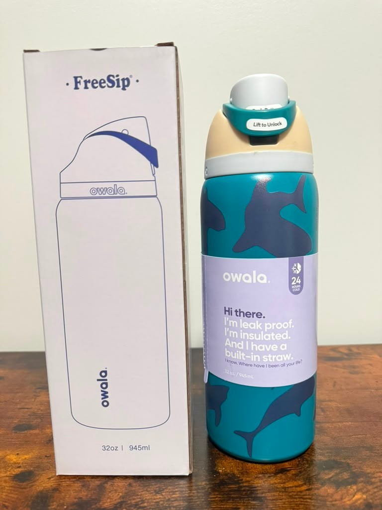 Owala 32oz Insulated Stainless Steel Water Bottle Leak Proof Straw Teal Camo New