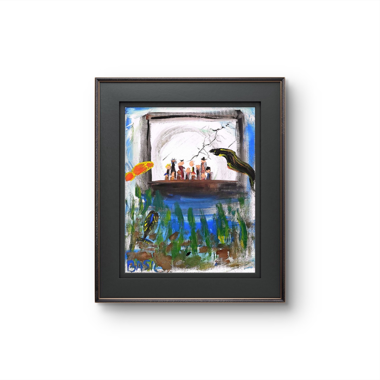 People Aquarium Modern Expressionist Original Abstract Canvas 