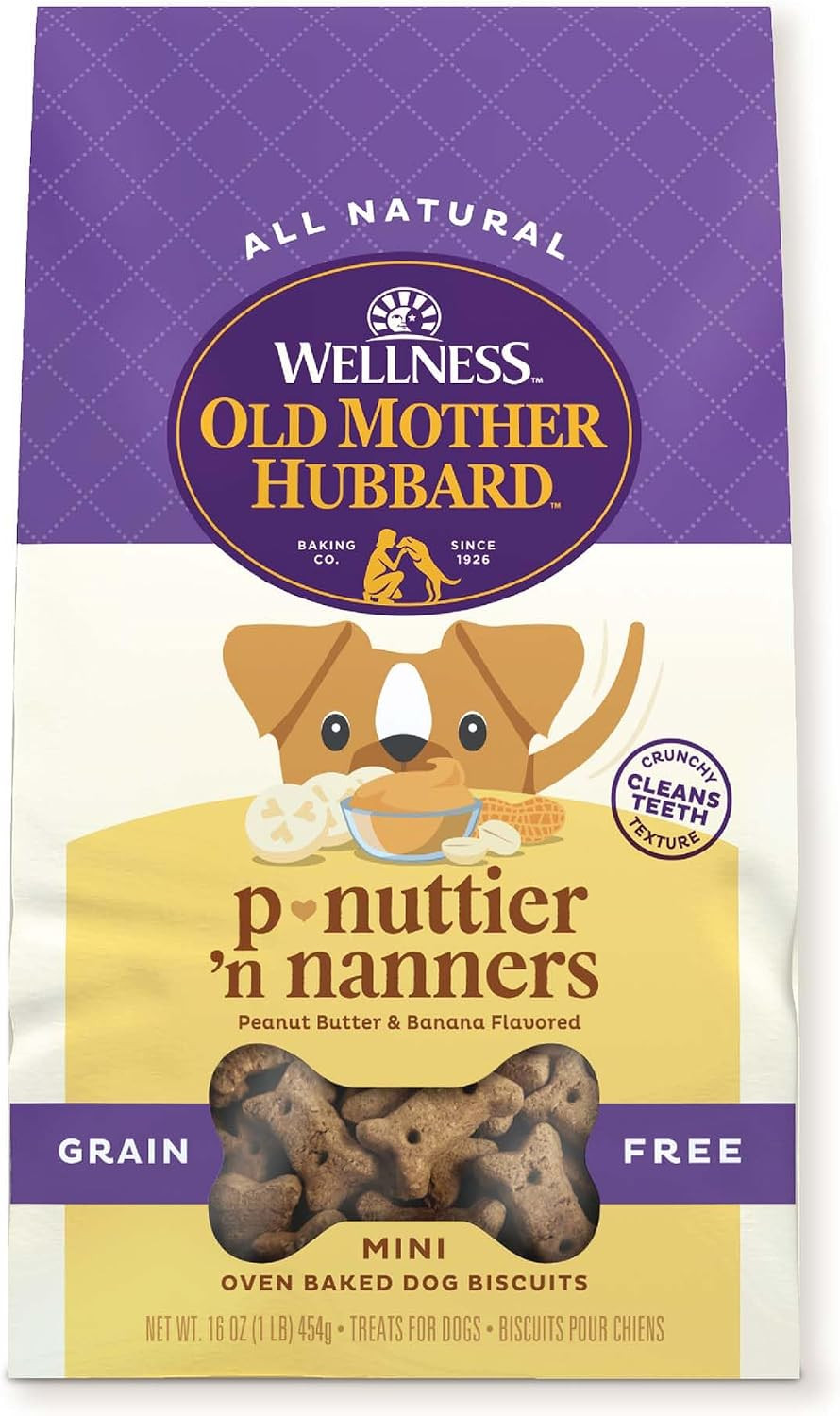 Wellness Old Mother Hubbard Classic Grain Free P-Nuttier\'N Nanners Dog Biscuits,