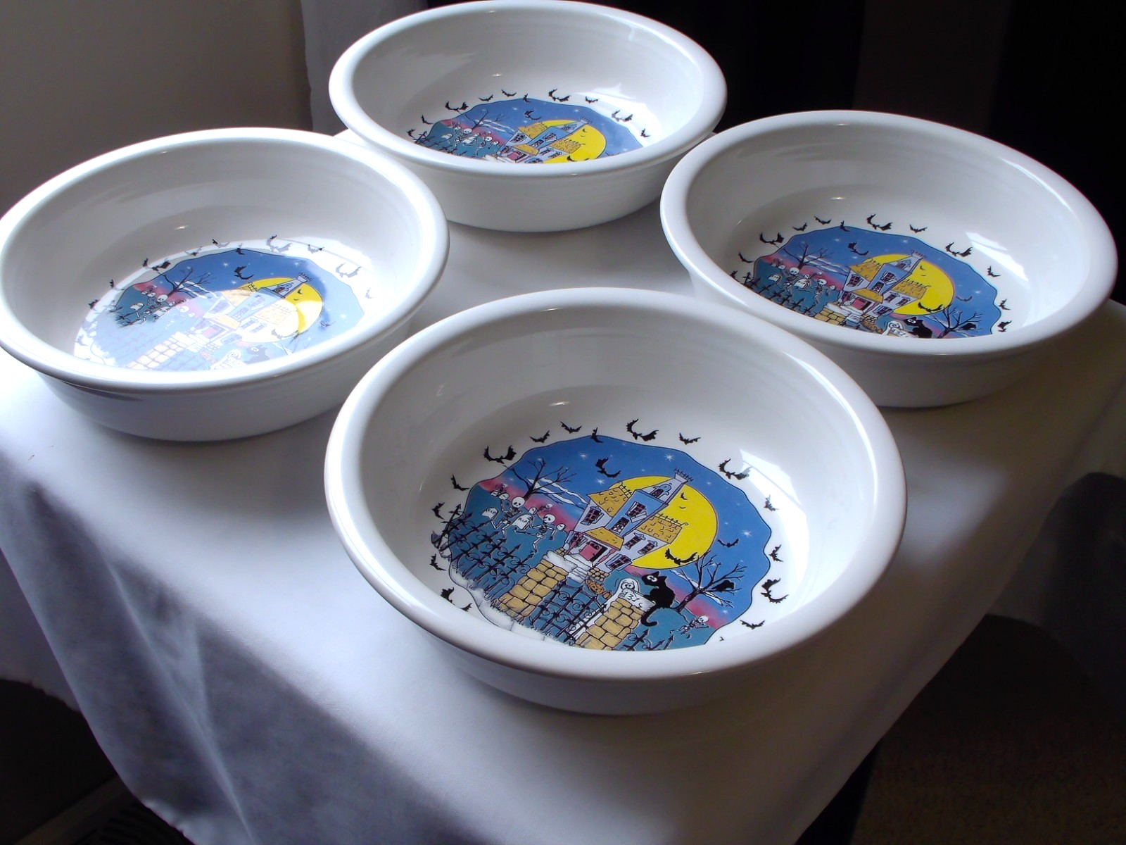 4 VINTAGE FIESTA HALLOWEEN NIGHTS SOUP/CEREAL BOWL 6 7/8\