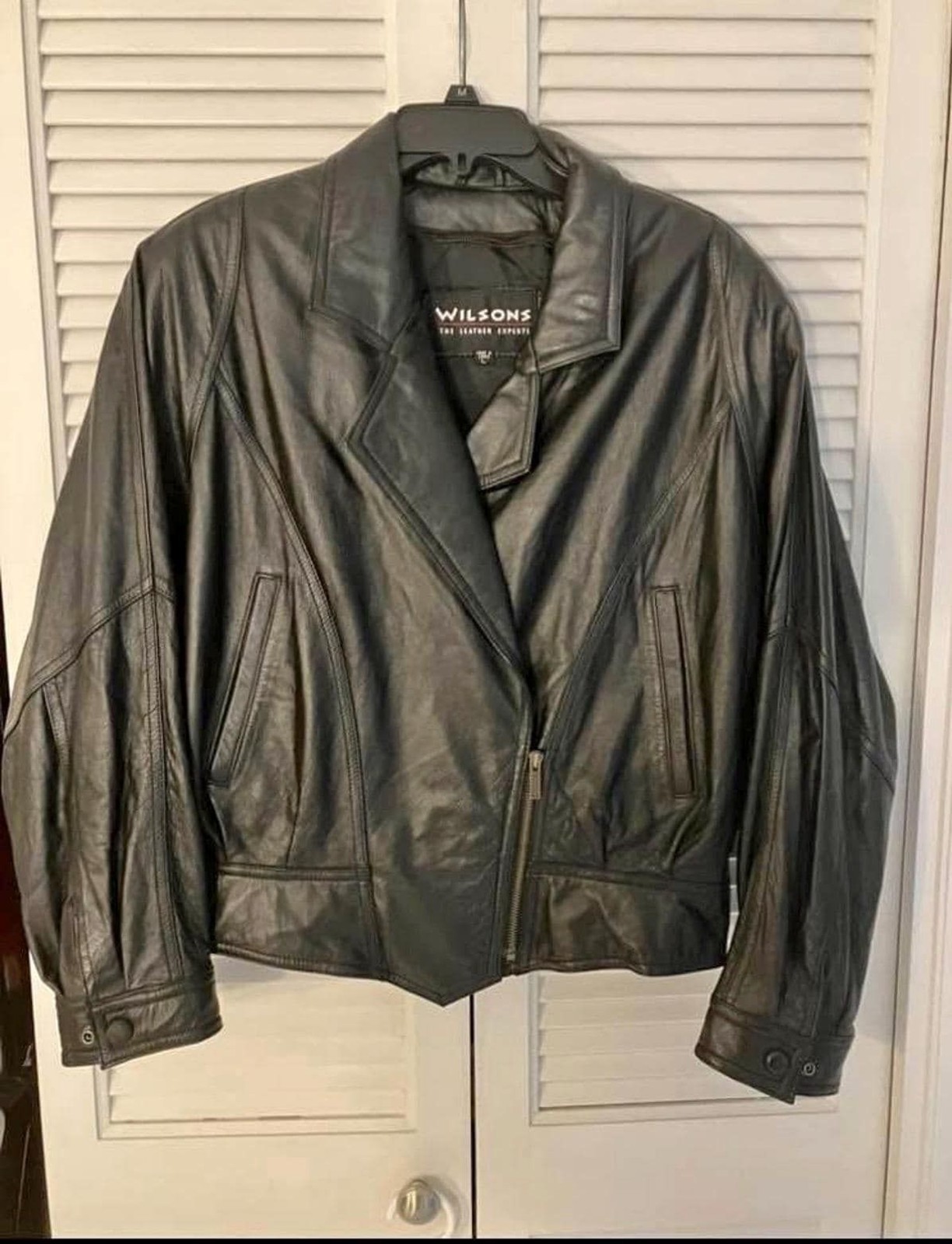 Vintage Wilsons Leather Moto Jacket, Black, Womens Large, Thinsulate Lining