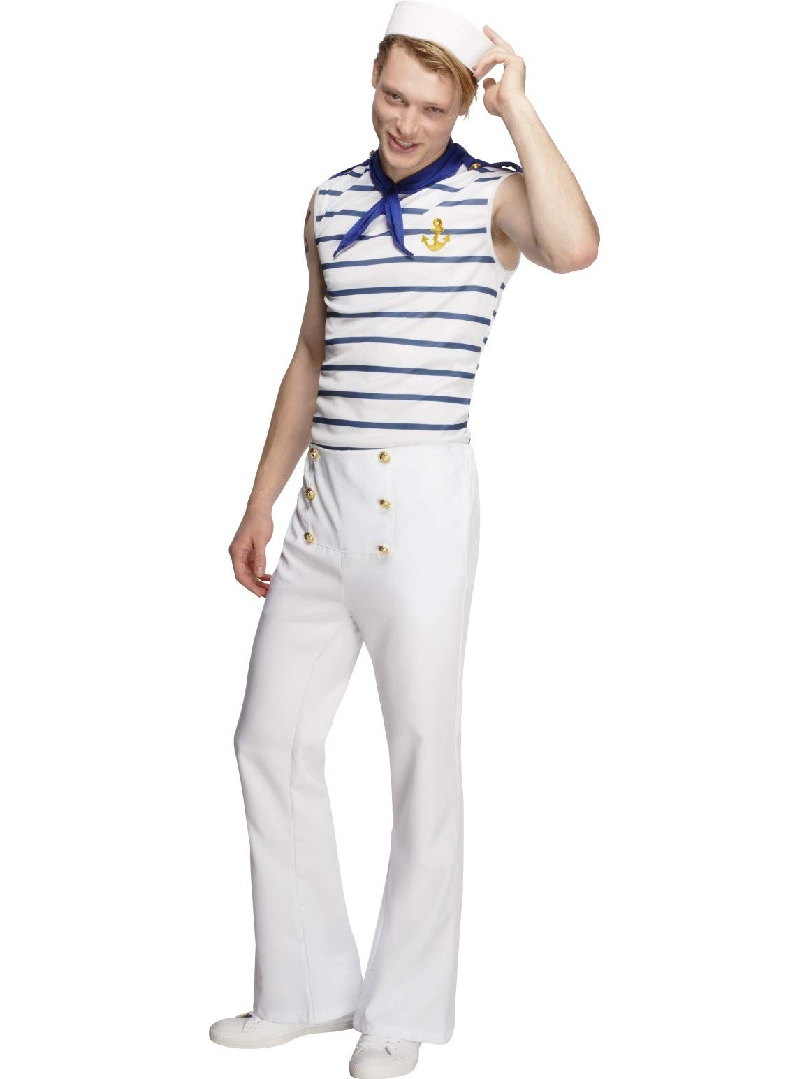Men\'s Fever French Sailor Costume in White, Large Size 42\