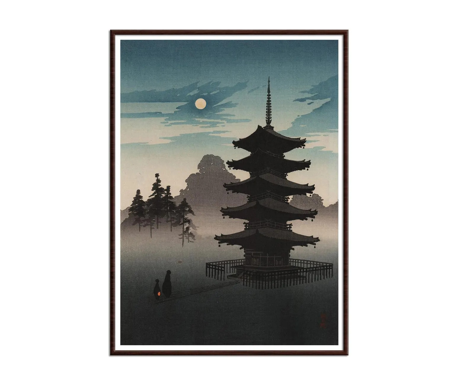 Eijiro Kobayashi Pagoda at Night Japanese Canvas Print Wall Art Eijiro Kobayashi Pagoda at Night Japanese Canvas Print Wall Art