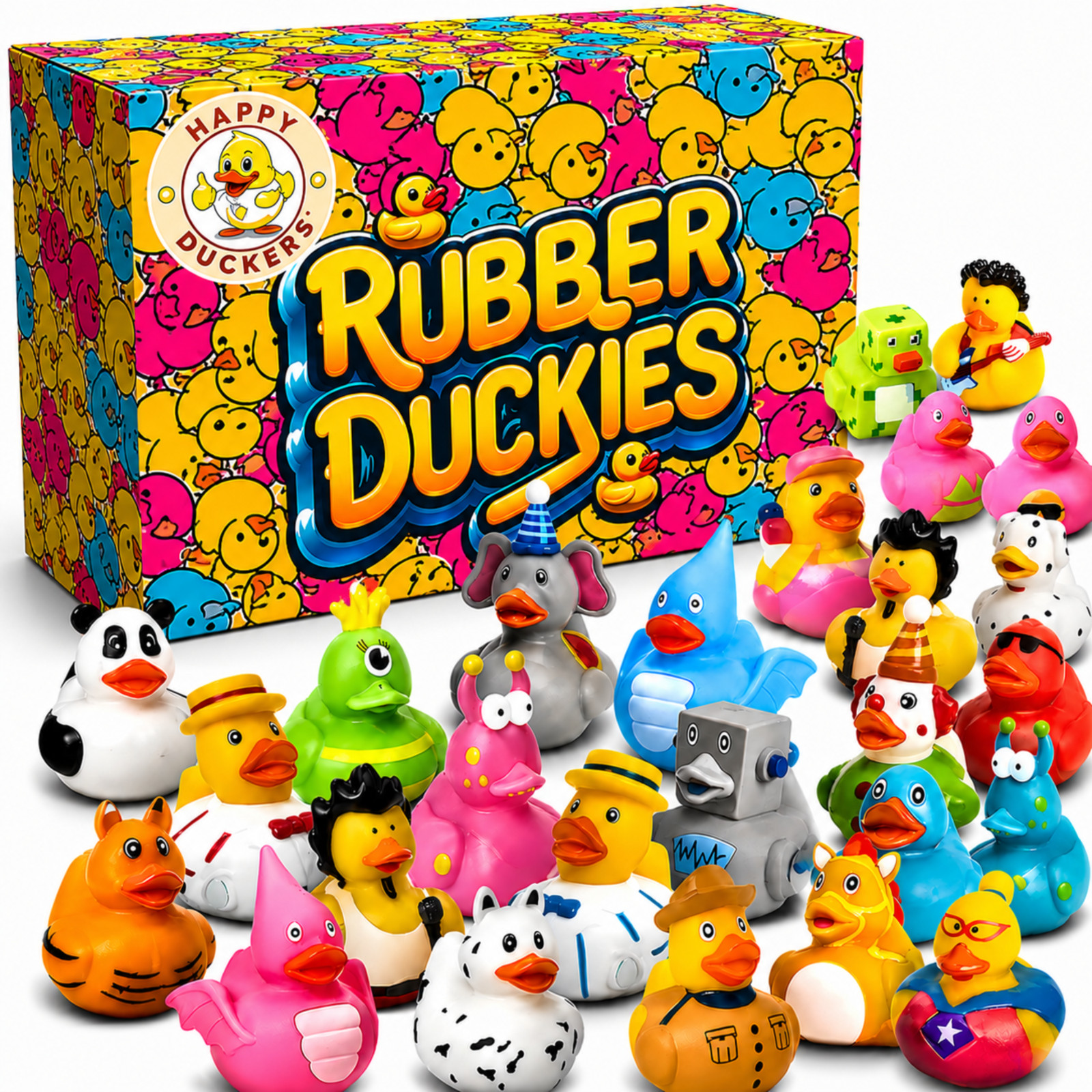 30pcs Rubber Ducks Bulk Bath Toys Party Favors Pool Jeep Ducking Decor Gift