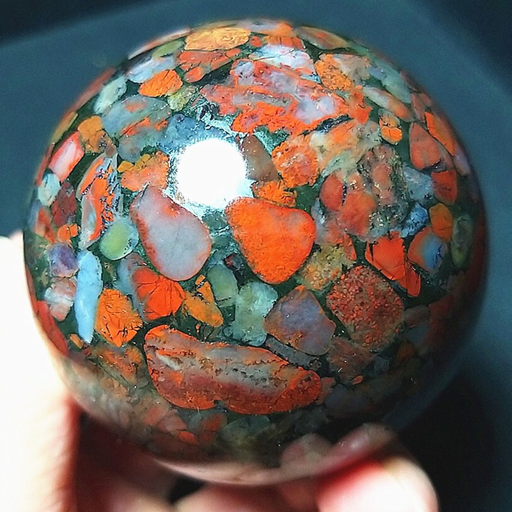 RARE 315G Natural Polished Colorful Agate Crystal Sphere Ball Healing AB634