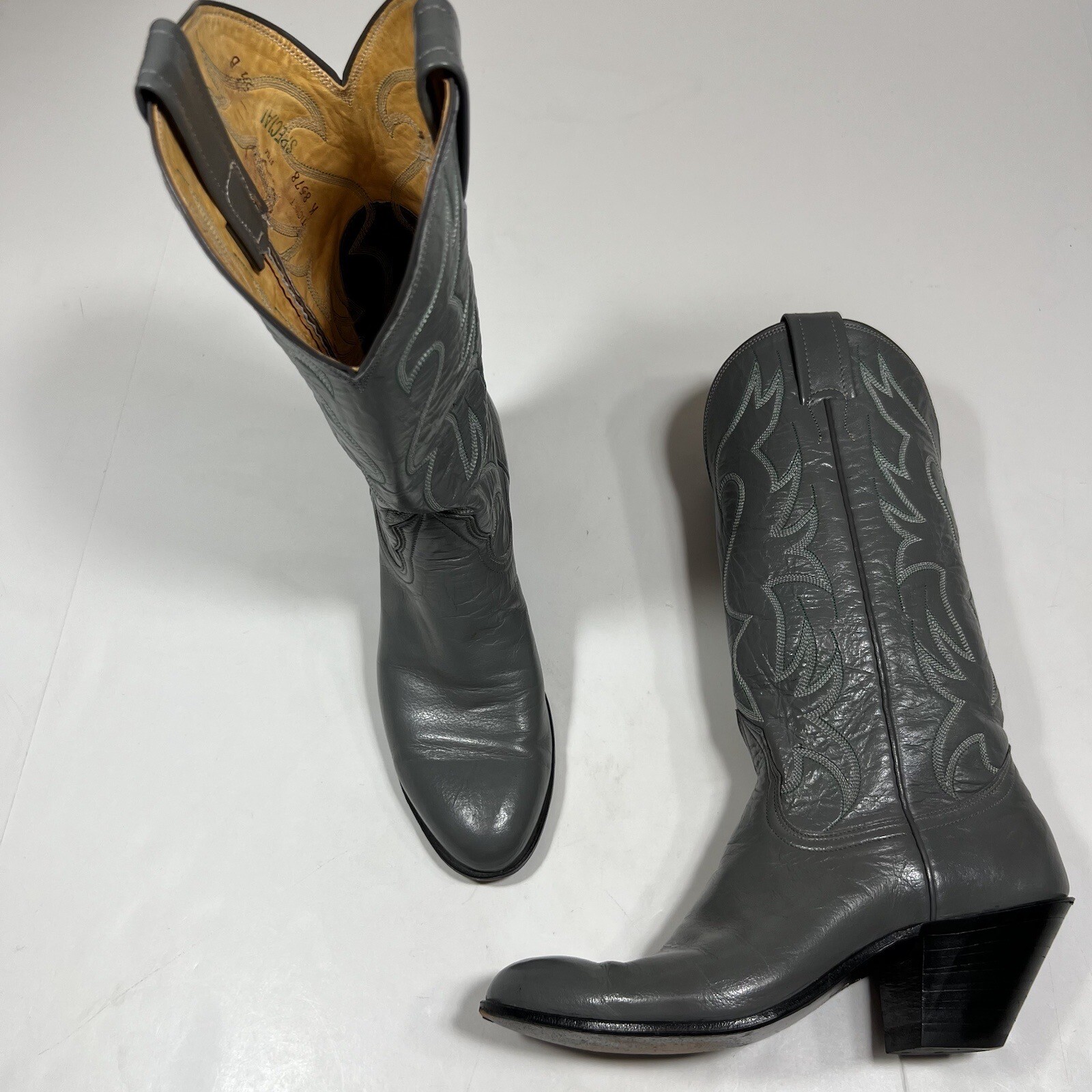 Vintage Nocona Gray Green Leather Cowboy Boots Womens Size 5.5 B Special USA EUC Vintage Nocona Gray Green Leather Cowboy Boots Womens Size 5.5 B Special USA EUC