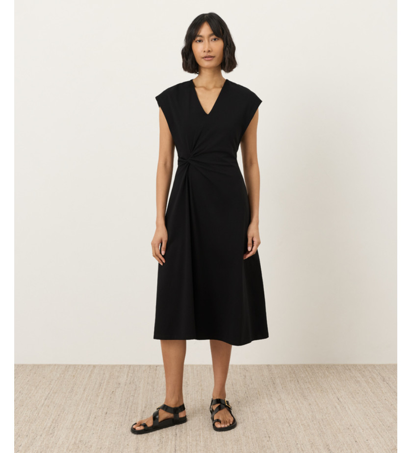 Pact Organic Fit & Flare V-Neck Twist Dress