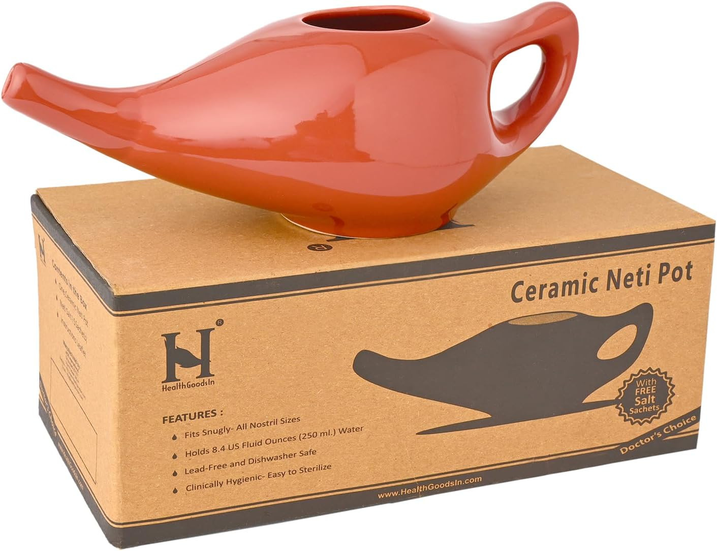 Ceramic Neti Pot, Dishwasher Safe, Premium Handcrafted Ceramic Neti Pot, Dishwasher Safe, Premium Handcrafted