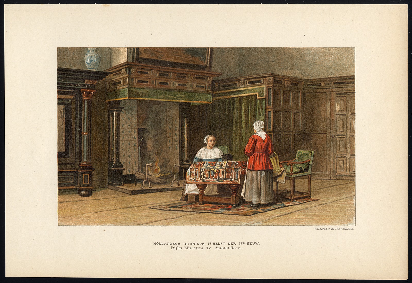 Antique Print-DUTCH INTERIOR-17TH C- A\'DAM-Roever-1890