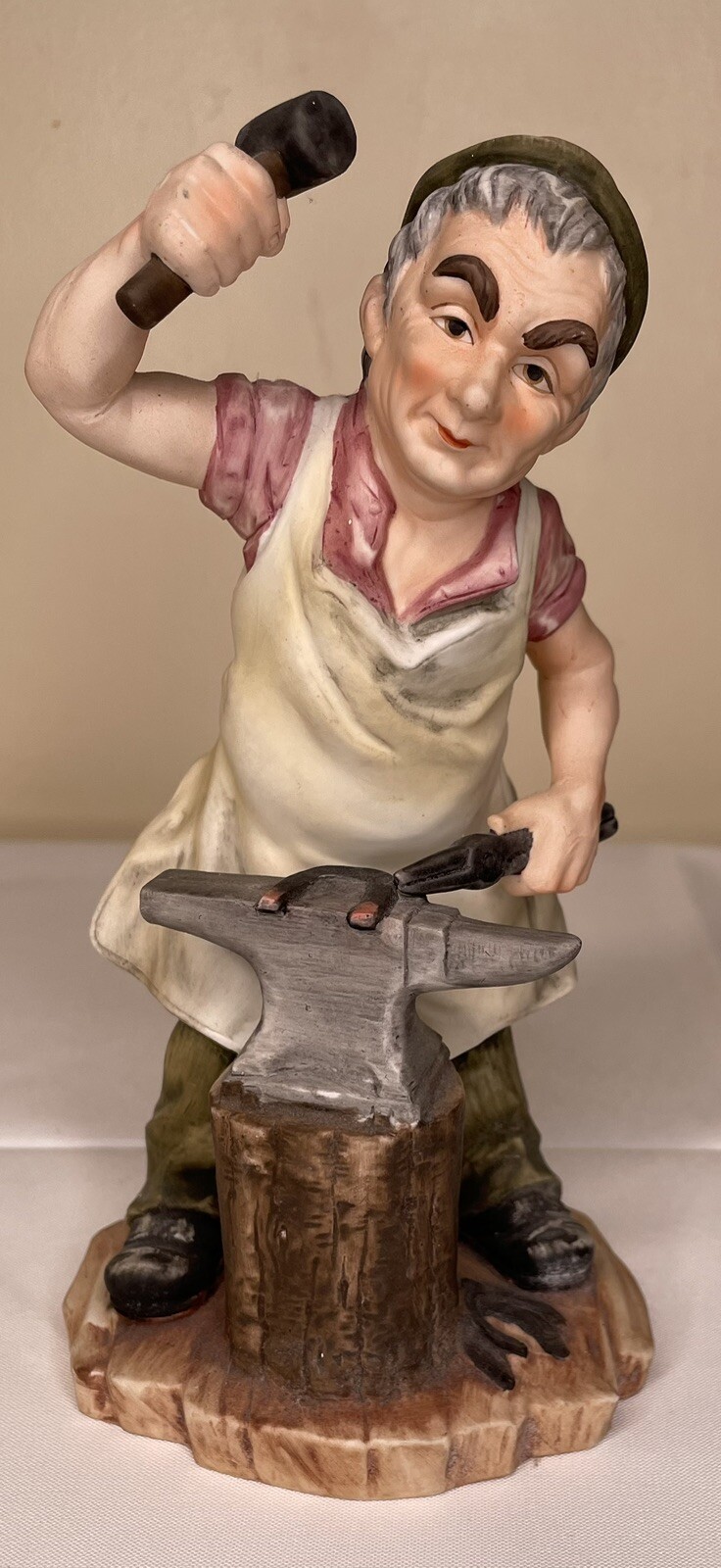 Vintage KIC Capodimonte Blacksmith Porcelain Figurine 8” Japan KE3232 Statue VTG