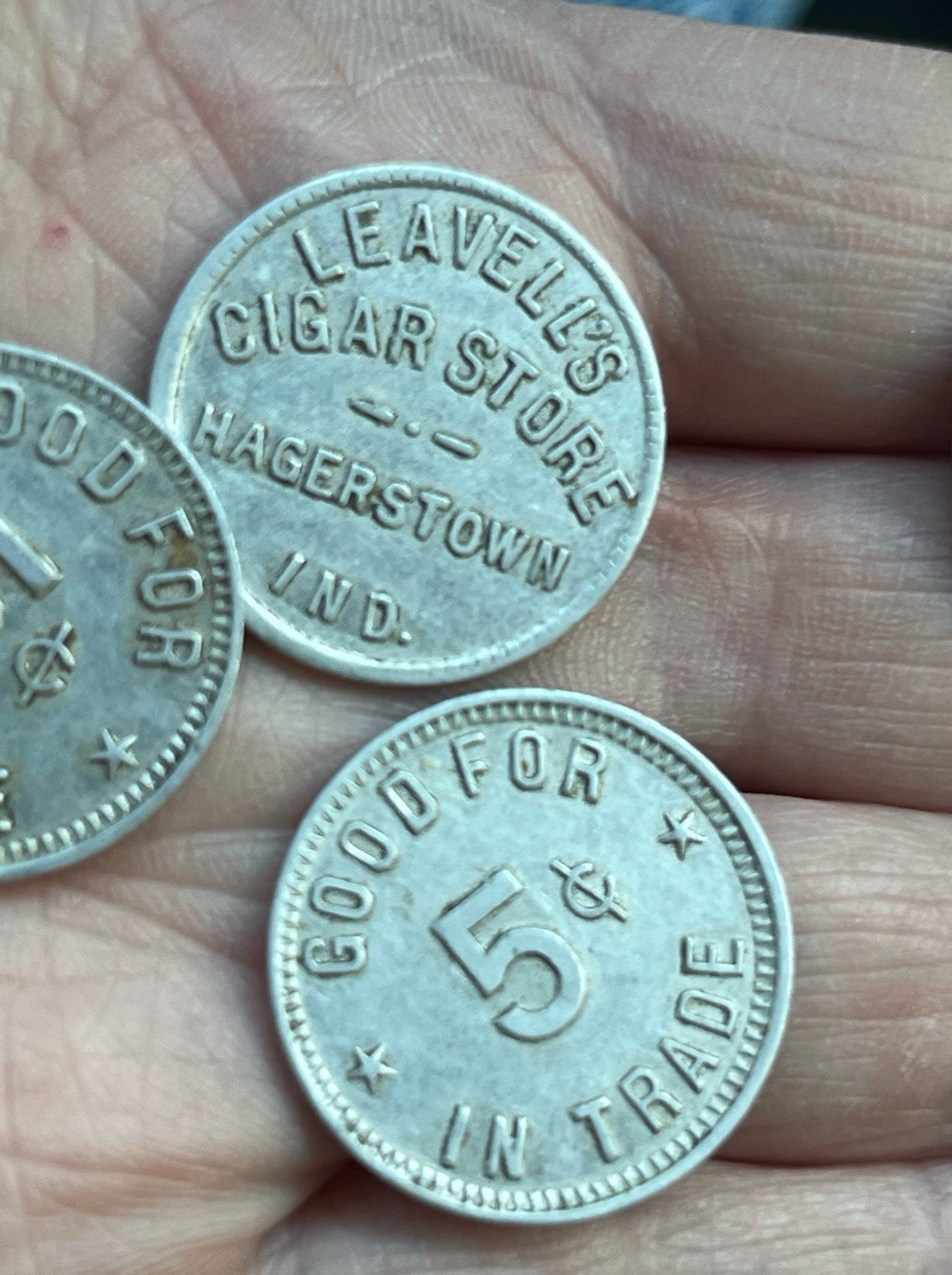 20 Vintage Leavell’s Cigar Store Hagerstown Indiana 5¢ Trade Tokens Exonumia