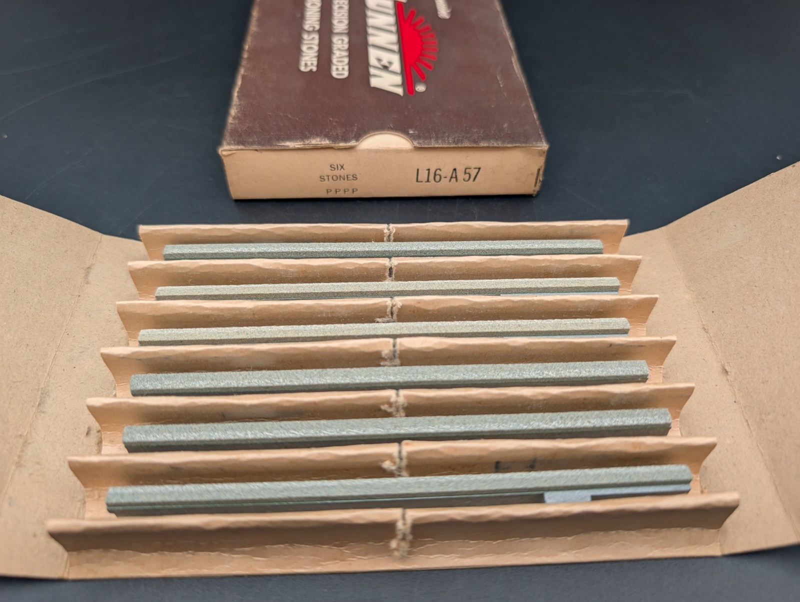Sunnen L16A57 Honing Stones - Full Box of 6 New Stones - New Old Stock Sunnen L16A57 Honing Stones - Full Box of 6 New Stones - New Old Stock