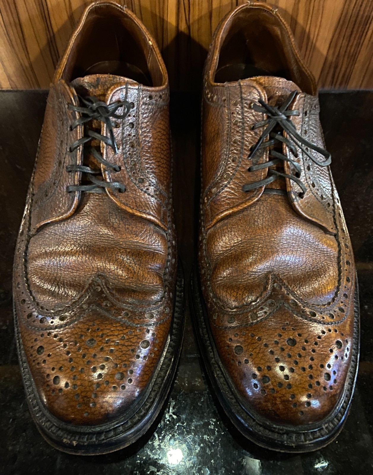Vintage Men’s WEYENBERG Massagic Cognac Brogue Wingtip Shoes 11 D