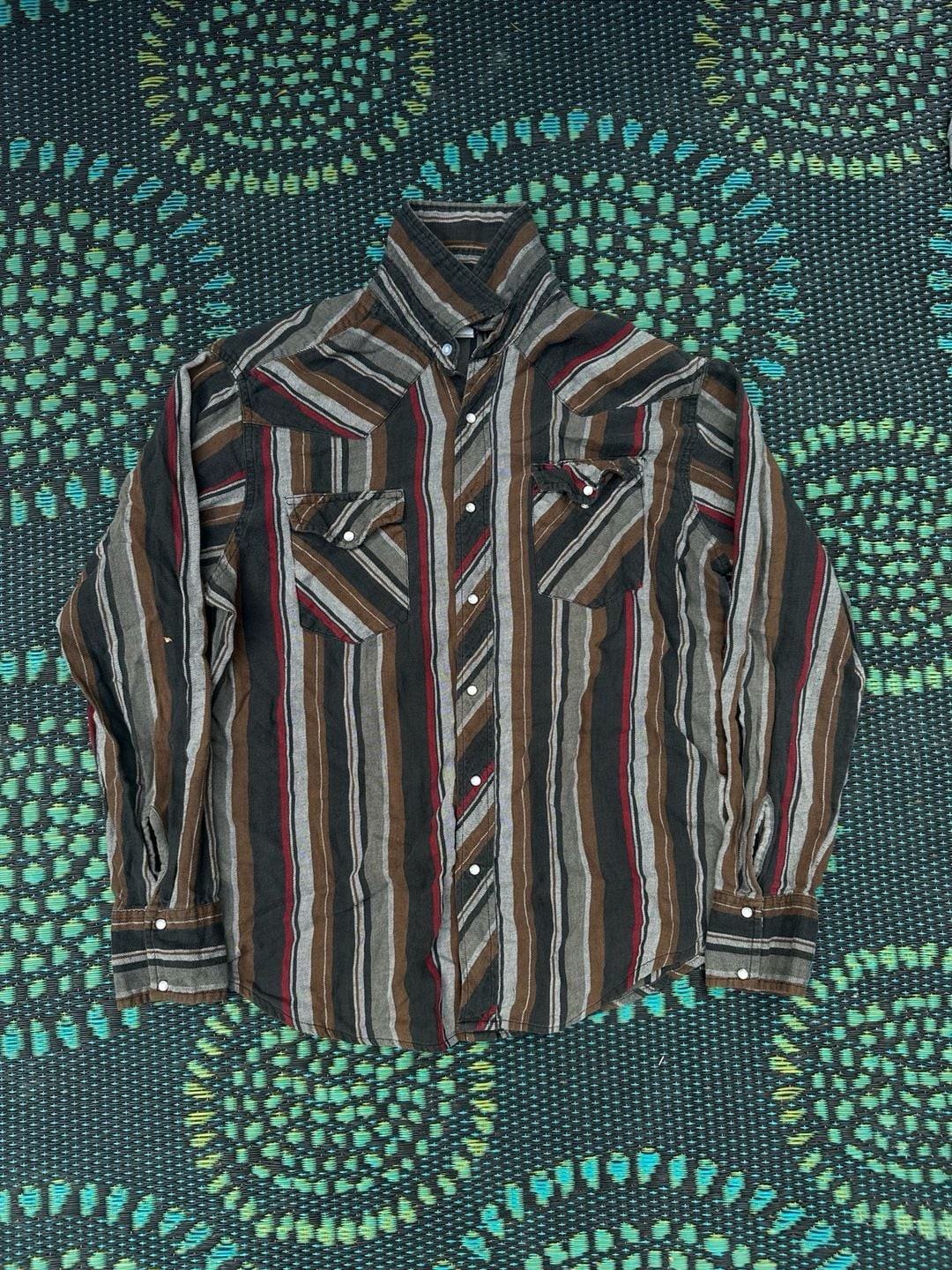 Vintage Wrangler Western Striped Pearl Snap Shirt Vintage Wrangler Western Striped Pearl Snap Shirt