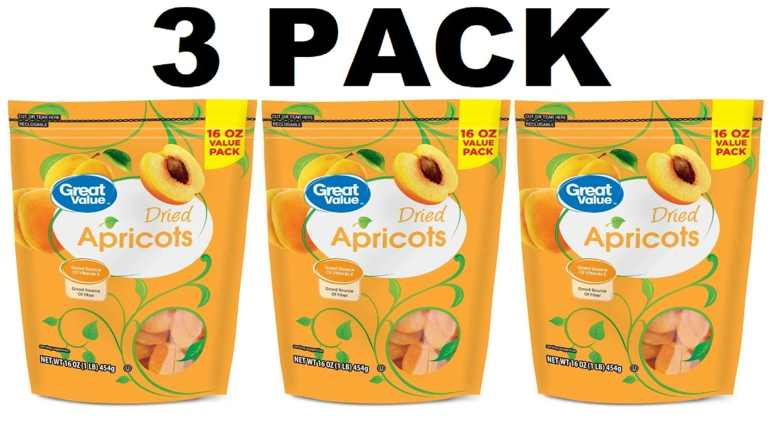 New Great Value Dried Apricots, 16 Oz 