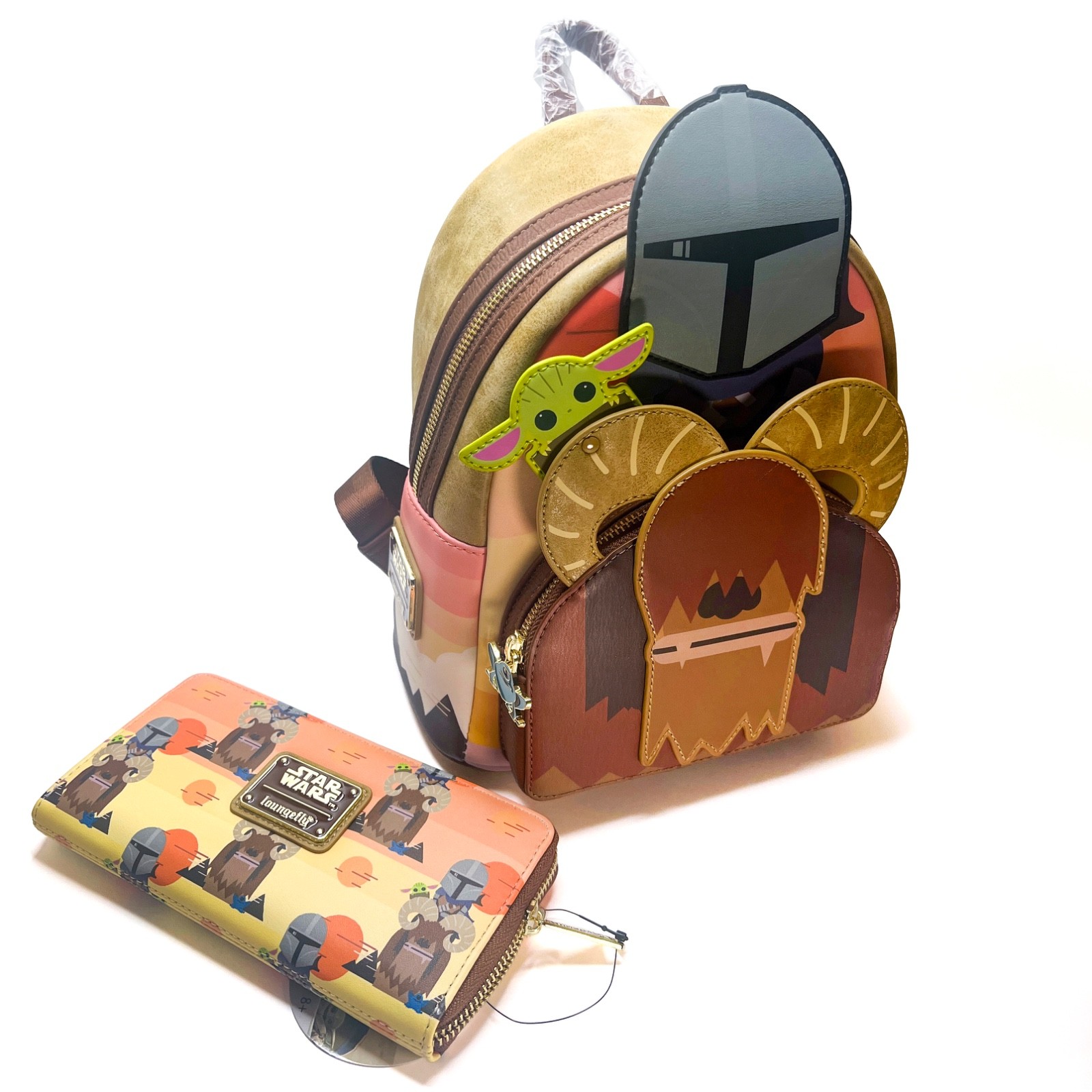 Disney Loungefly Star Wars Mandalorian Bantha Ride Mini Backpack Wallet Set NWT Disney Loungefly Star Wars Mandalorian Bantha Ride Mini Backpack Wallet Set NWT