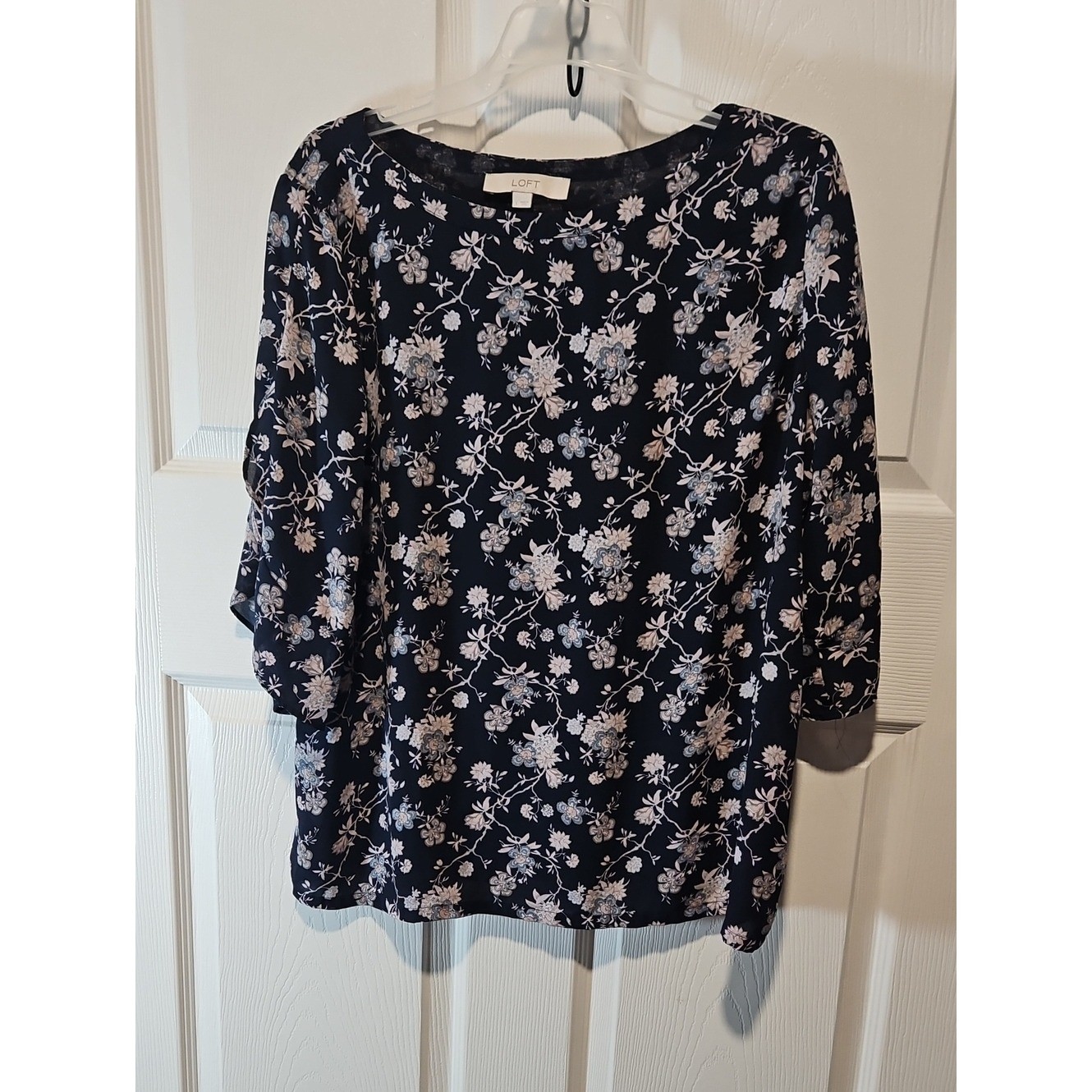LOFT Navy Floral Blouse LOFT Navy Floral Blouse