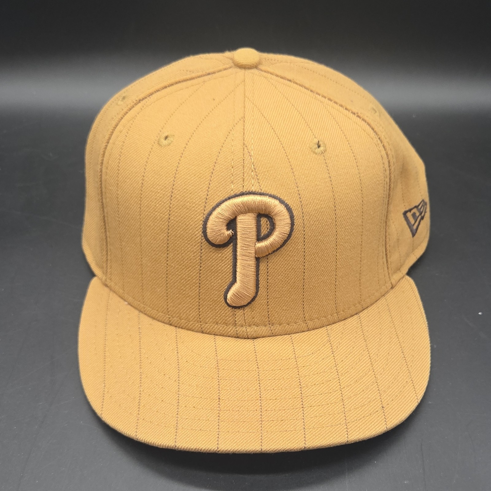 New Era 59FIFTY Philadelphia Phillies Fitted Hat Tan Brown Cap Size 7 3/4
