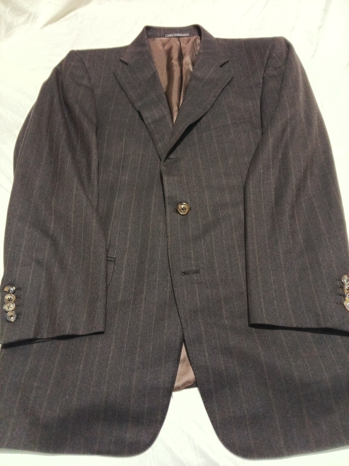 Ermenegildo Zegna Su Misura 40R Pinstripe BlazerJacket Brown Made in Switzerland