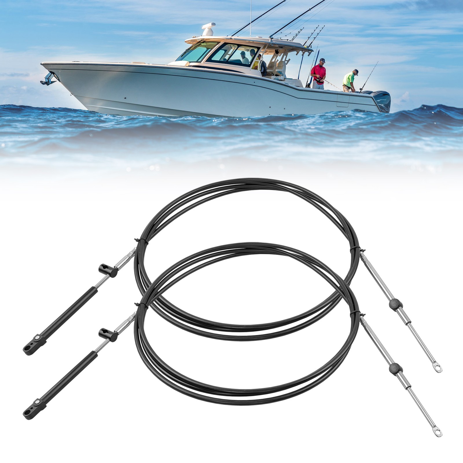 2PCS 12FT Outboard Throttle Cable Gen I Control Shift Cables For Mercury Mariner