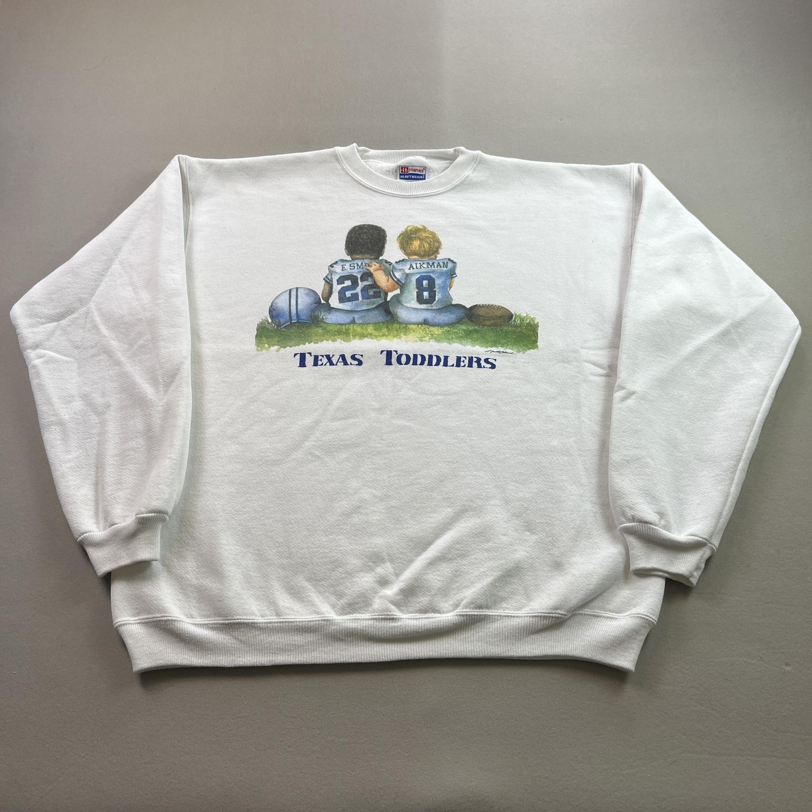 Vintage Dallas Cowboys Sweatshirt Mens Large White Texas Toddlers Aikman Smith