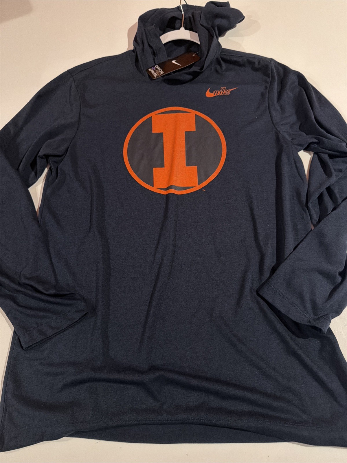 Nike NCAA Illinois Fighting Illini LS Tee Football DJ8177 Men’s Sz S Navy