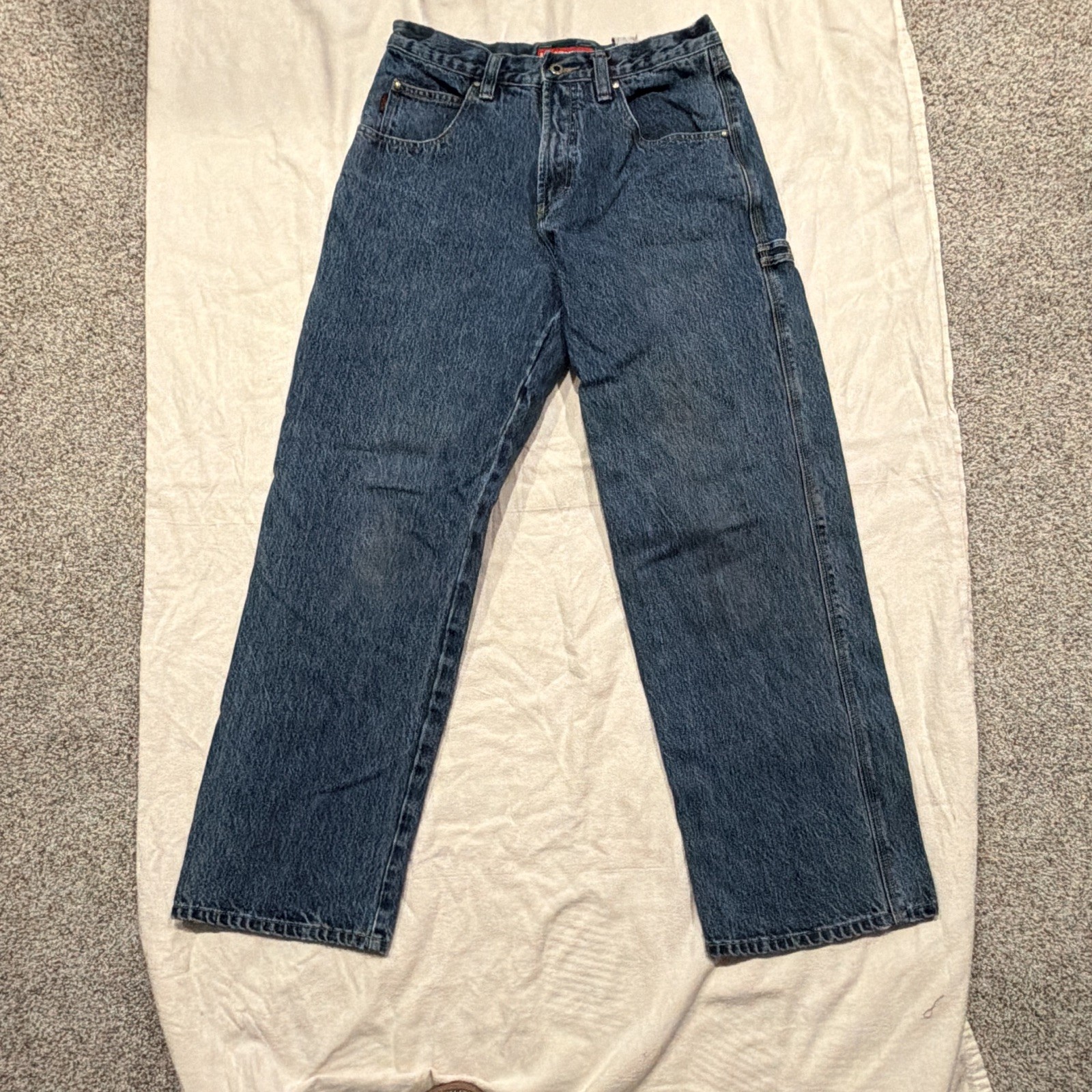 UNIONBAY Men’s Blue Medium Wash Denim Carpenter Jeans Relaxed Straight Fit