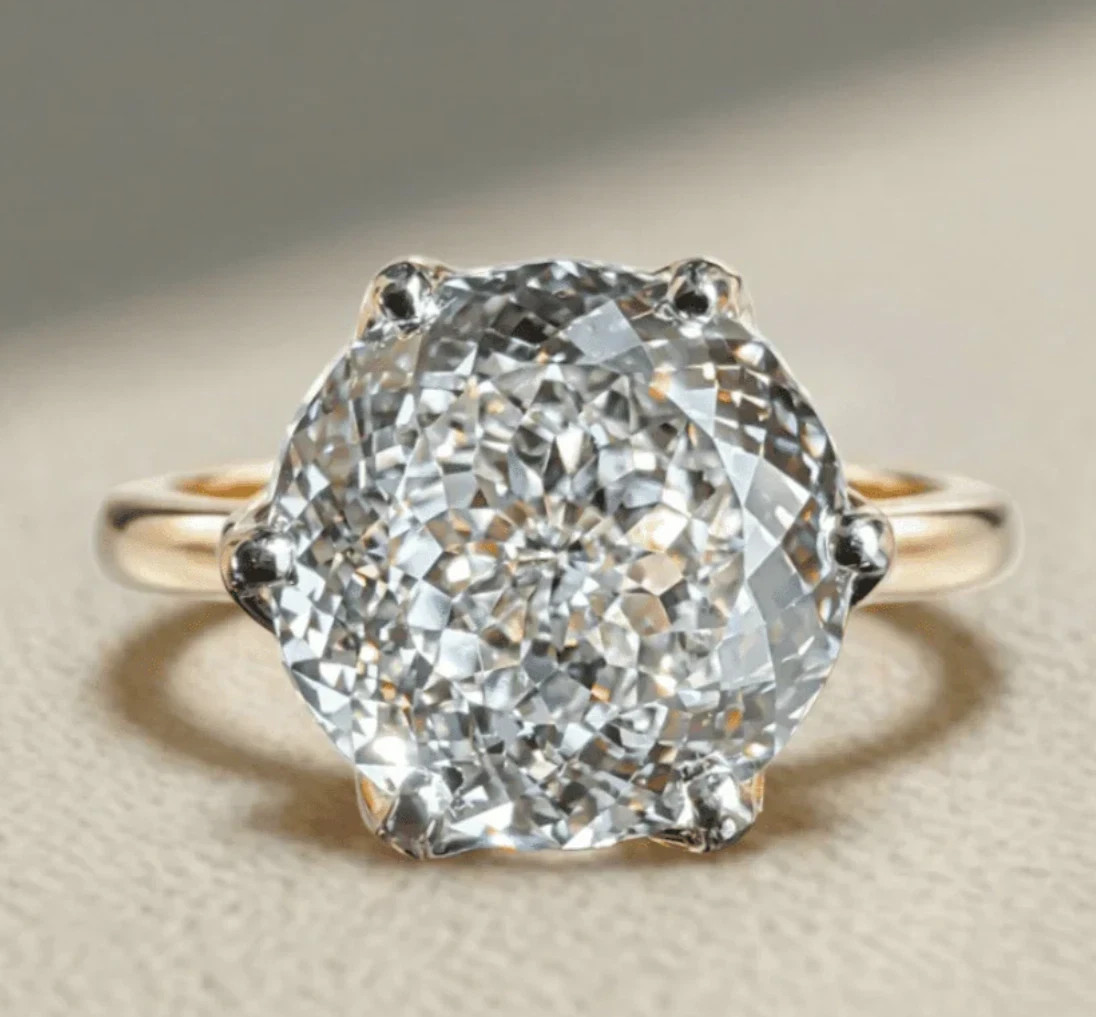 3.5 Ct Portuguese Cut White Diamond Solitaire Ring 925 Sterling Silver Xmas Gift